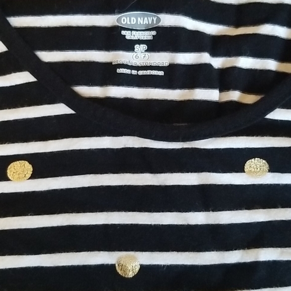 Old Navy girls size 6-7 black, white w/Gold dots - Picture 2 of 2